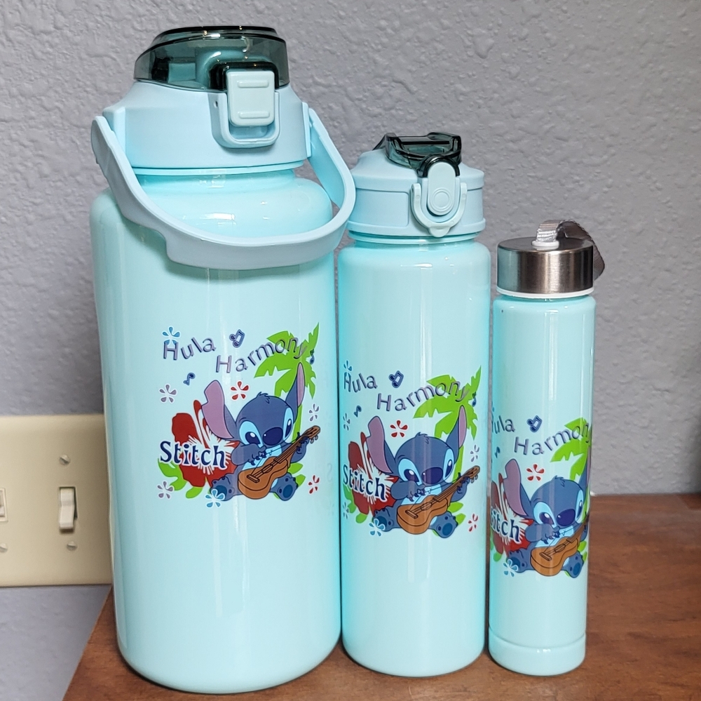 STITCH 3-Pack Nesting Water Bottle Set NEW